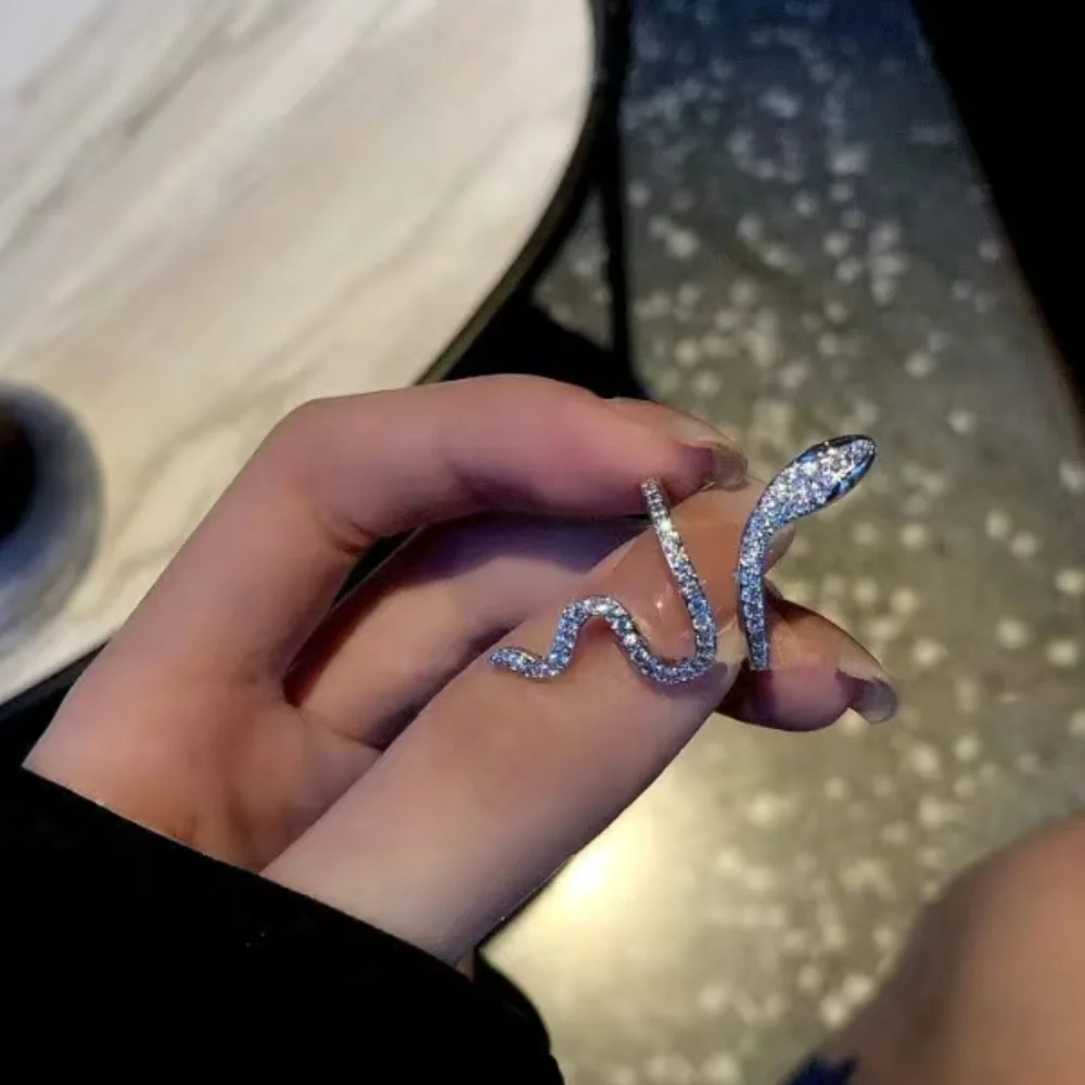 Rhinestone Snake Ring Adjustable